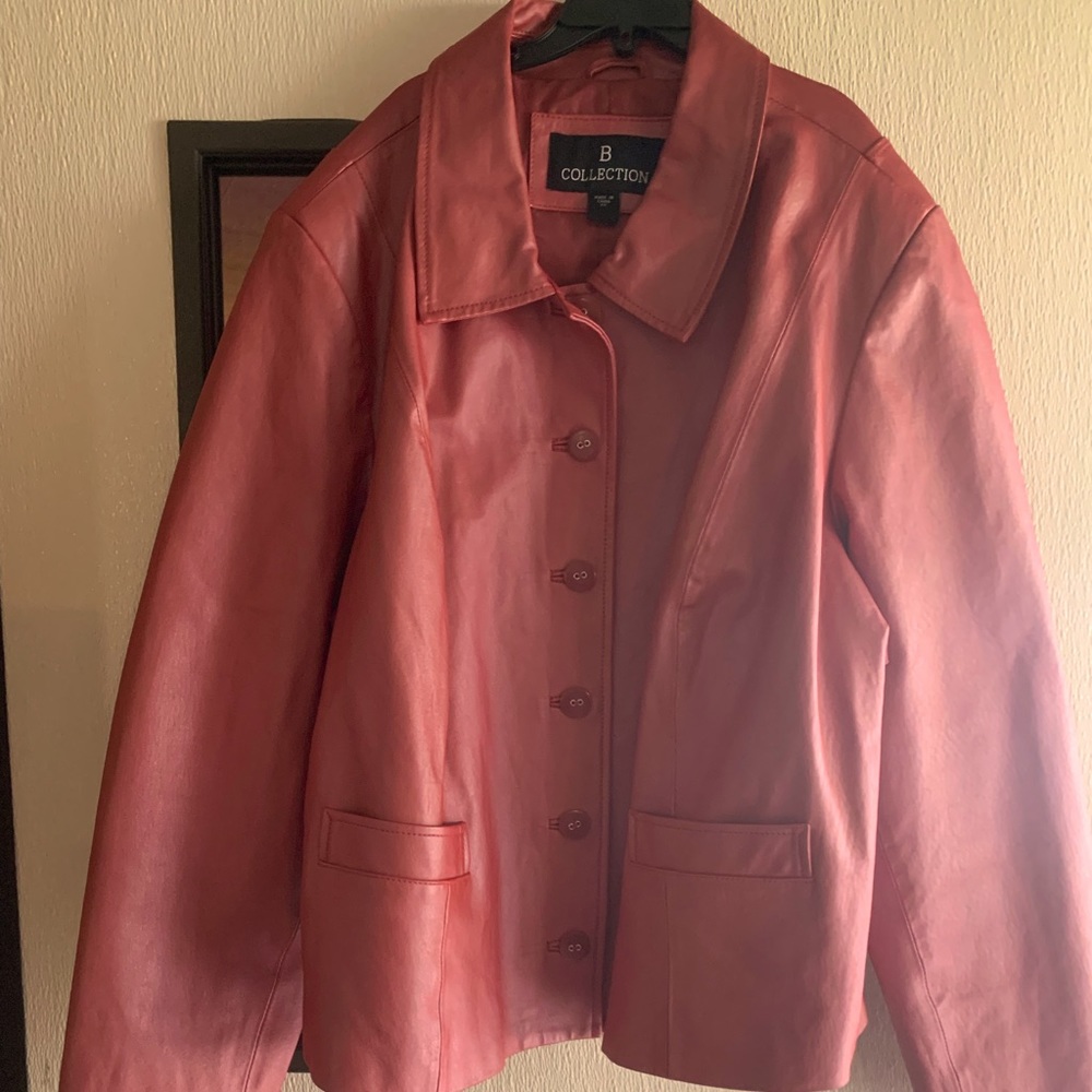 New! B Collection pink leather jacket size 2X.